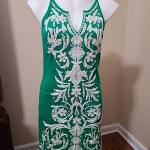 INC strappy green embroidered dress